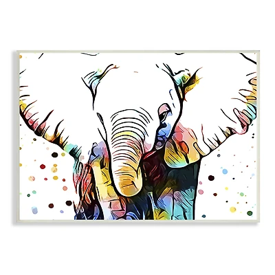 Stupell Industries Abstract Elephant Portrait Vibrant Pattern Expressive Polka Dots Wall Plaque