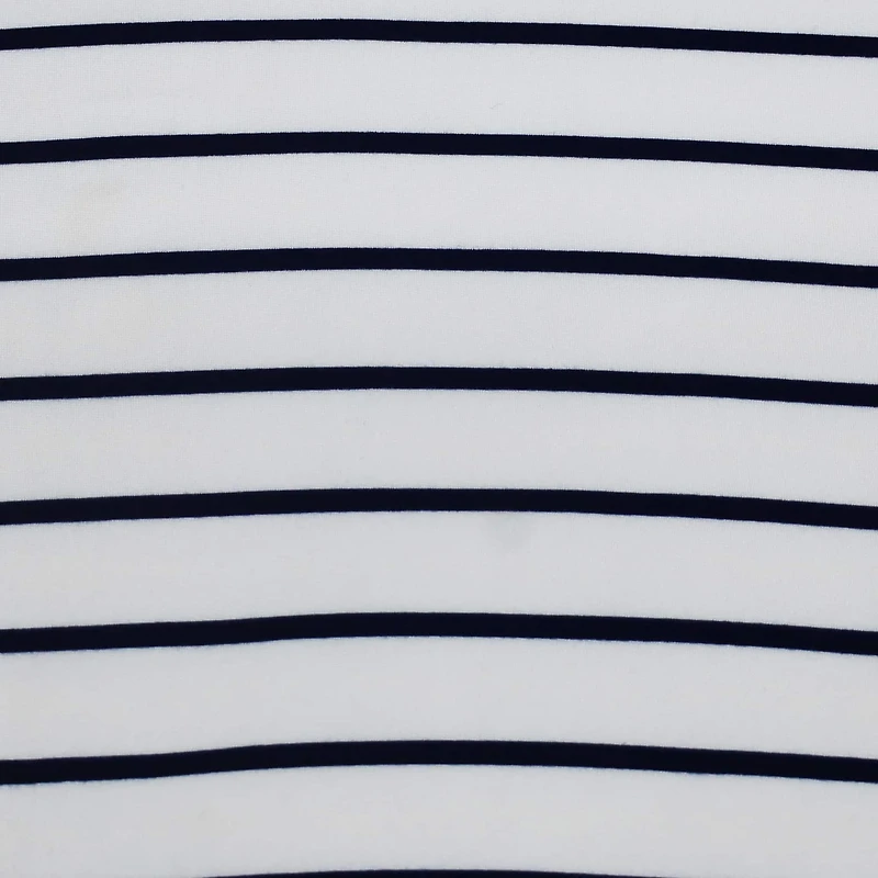 Fabric Merchants Navy & White Stripes Double Brushed 4-Way Stretch Fabric