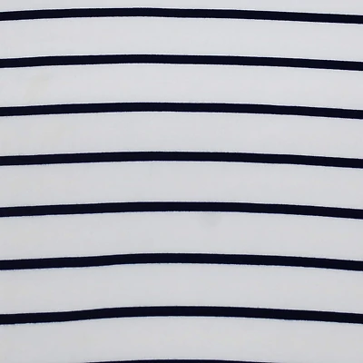 Fabric Merchants Navy & White Stripes Double Brushed 4-Way Stretch Fabric