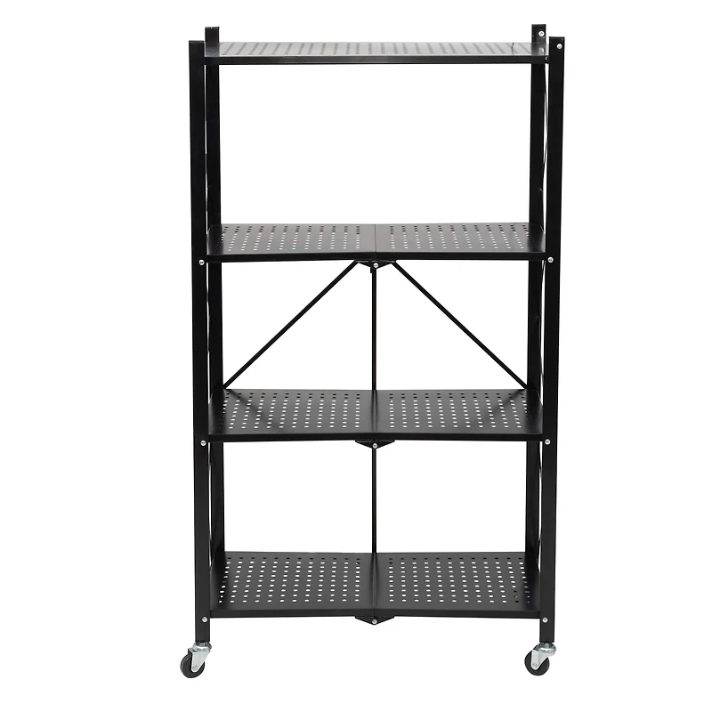 Honey Can Do Black Collapsible 4-Tier Metal Shelf