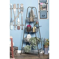 Farmhouse Black Metallic 4-Tier Storage Rack