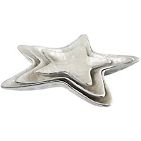 White & Silver Handmade Starfish Enameled Aluminum Decorative Bowl Set