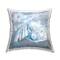Stupell Industries Collage Patterned Clamshell Nautical Pearl Design Throw Pillow, 18" x 18"