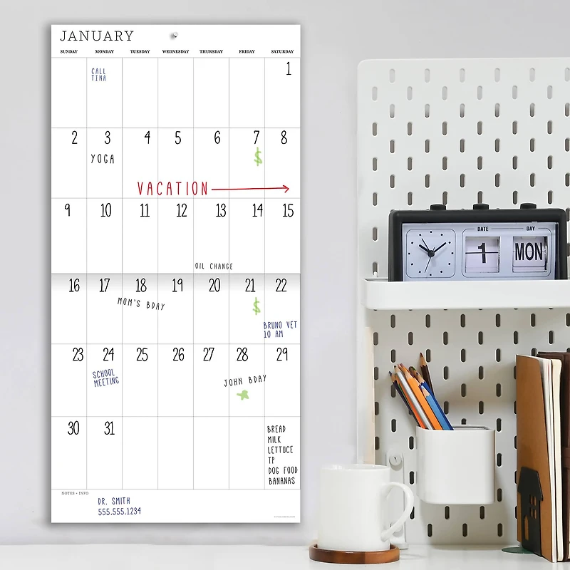 TF Publishing Undated 12" x 12" Dry Erase Vertical Wall Calendar