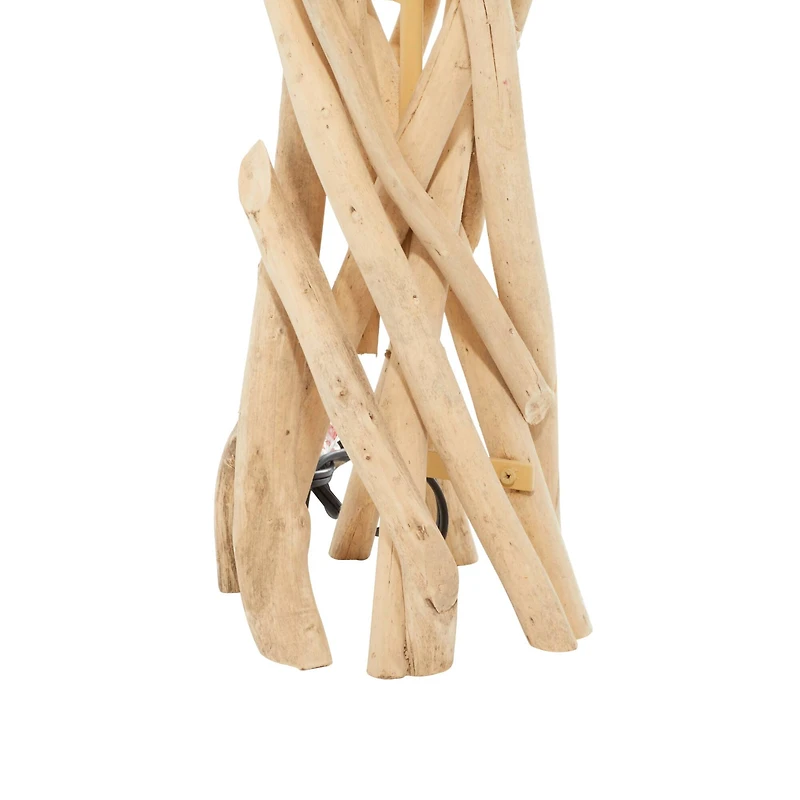24" Natural Beige Wood Rustic Table Lamp