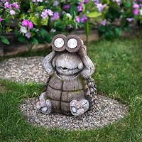 11.5" Turtle with Binoculars Outdoor Solar Lighted Garden Statue