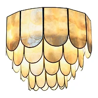 Hello Honey® 14" Round 4-Tier Capiz & Metal Flush Mount Ceiling Light