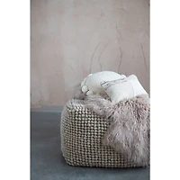 Hello Honey® 17" New Zealand Square Wool Pouf