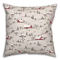 Snowy Village  18x18 Throw Pillow