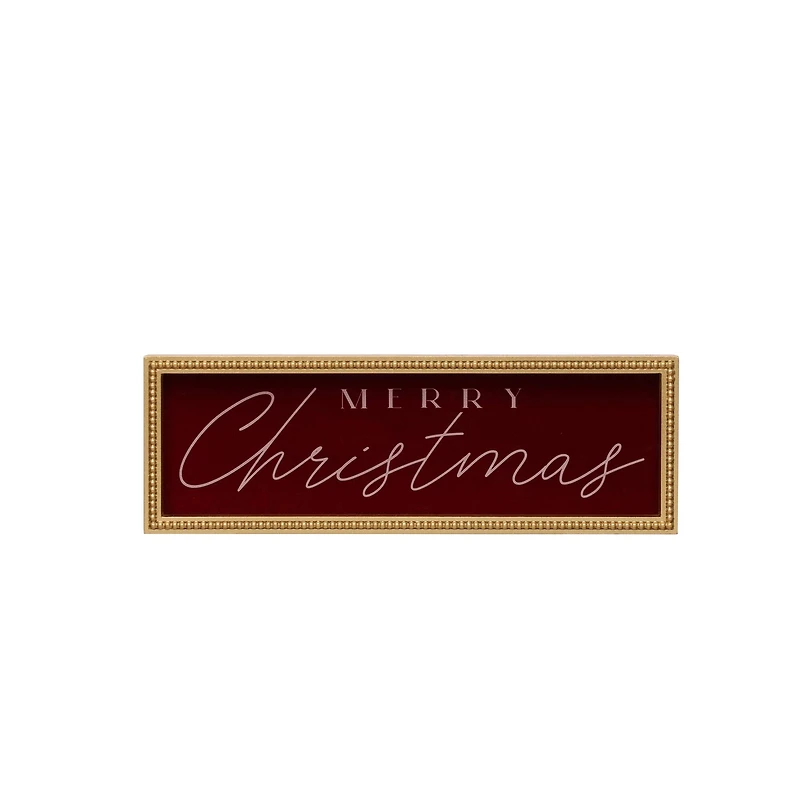 18" Cranberry & Gold Merry Christmas Velvet Tabletop Décor by Ashland®