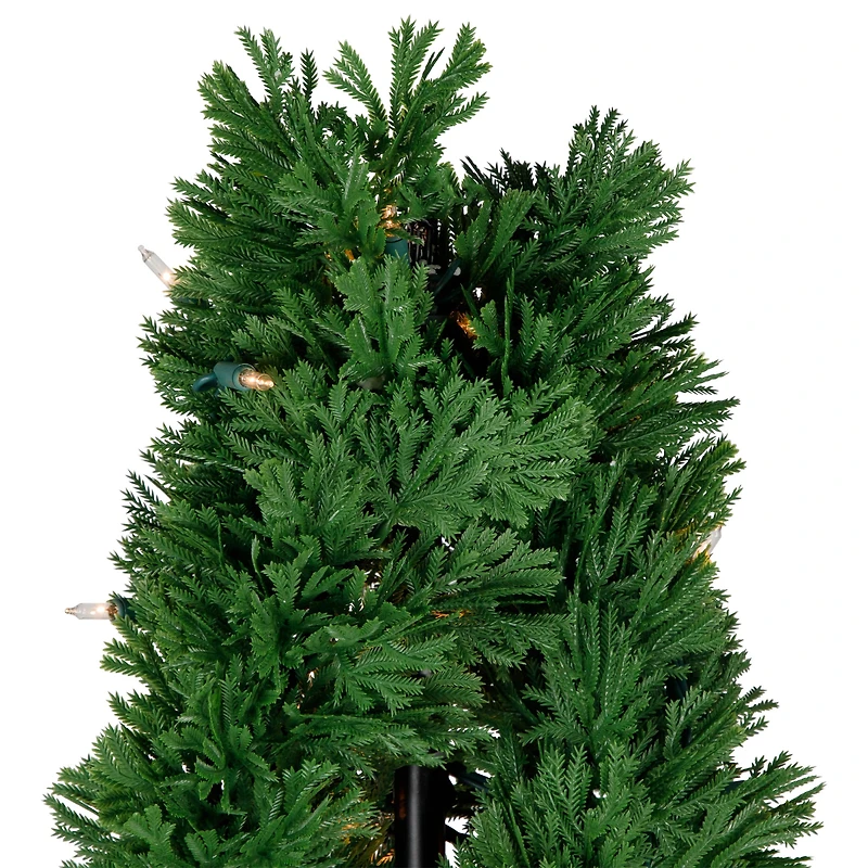 4.5ft. Pre-Lit Artificial Cedar Double Spiral Topiary Tree in Urn Style Pot, Clear Lights