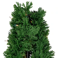 4.5ft. Pre-Lit Artificial Cedar Double Spiral Topiary Tree in Urn Style Pot, Clear Lights
