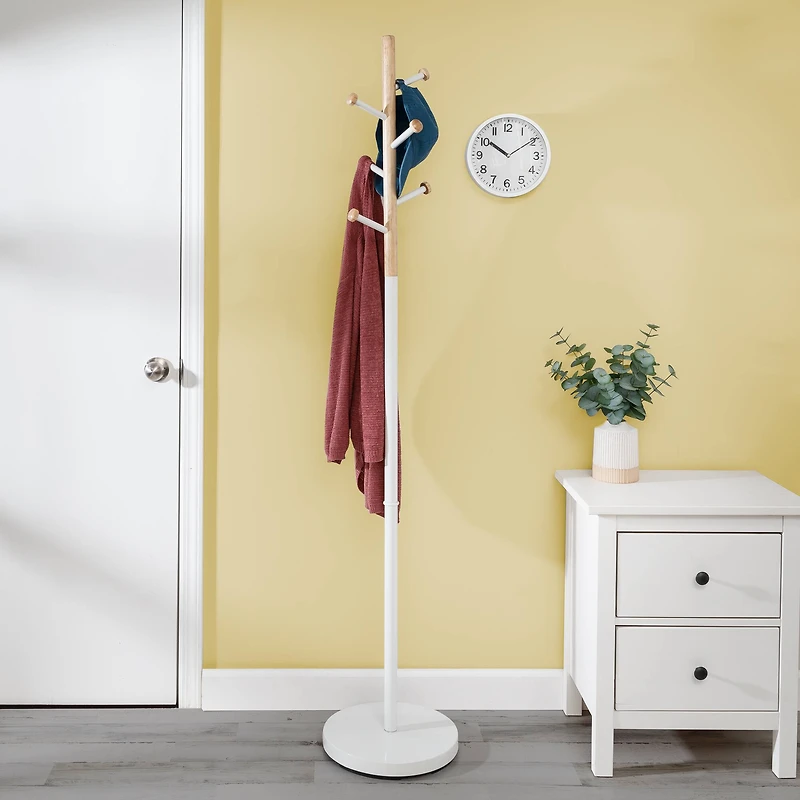 Honey Can Do 69.3" White Freestanding Corner Coat Rack 
