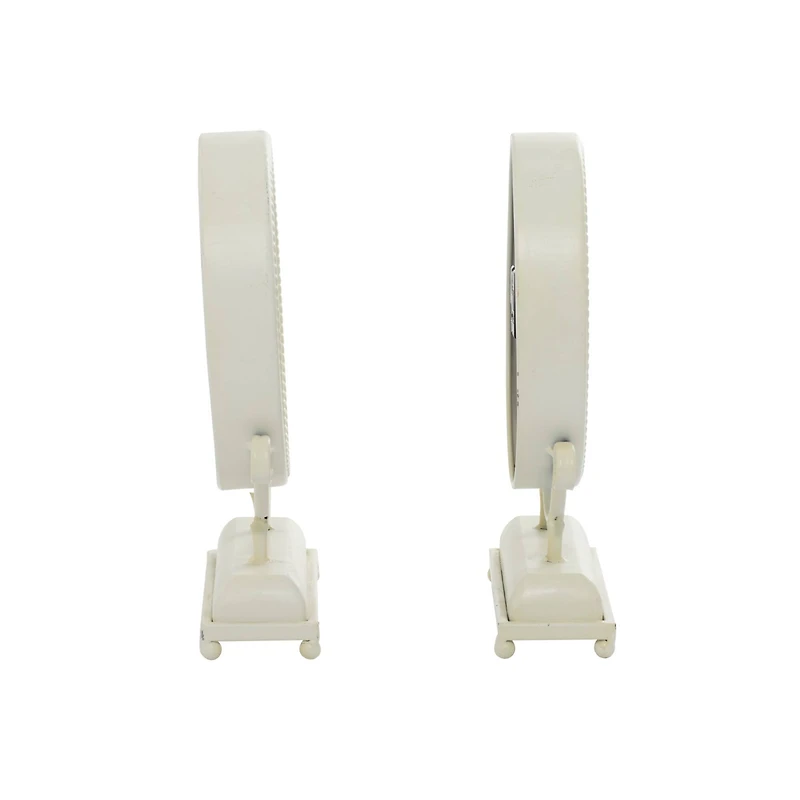 12" Black & White Metal Oval Clock Set