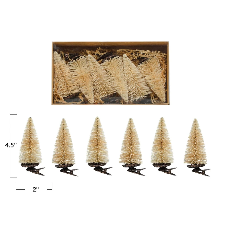 Hello Honey® Sisal Bottle Brush Tree Clip-on Ornaments Boxed Set