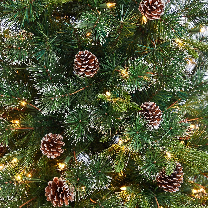5ft. Pre-Lit Snowed Tipped Clermont Mixed Pine Artificial Christmas Tree, Clear Lights