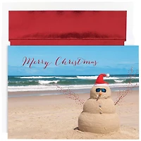 JAM Paper 5" x 7" Beach Snowman Cards & Envelope Set, 18ct.