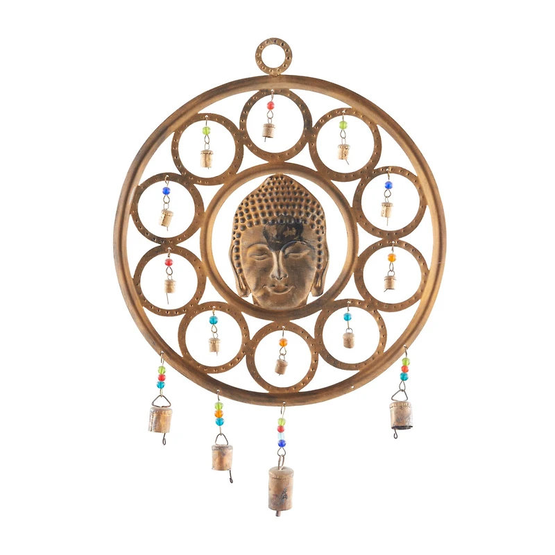 Bronze Eclectic Buddha Windchime, 14" x 1" x 25"