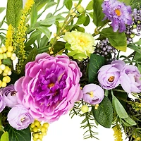 24" Purple Peony Mixed Floral Springtime Wreath