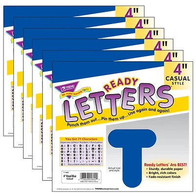 TREND Enterprises® Royal Blue 4" Casual Uppercase Ready Letters®, 6 Packs