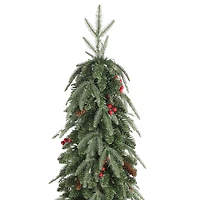 Glitzhome® 7ft Pre-lit Green Artificial Christmas Porch Tree, Warm White Lights