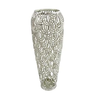 25" Silver Aluminum Metal Geometric Art Deco Inspired Arched Vase