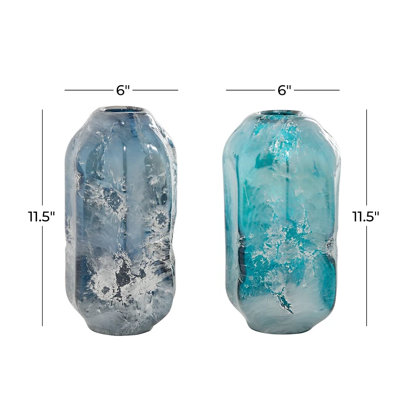 The Novogratz 11.5" Blue Glass Contemporary Vase Set