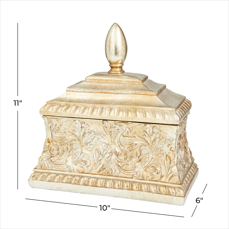 11" Gold Square Traditional Decorative Jar