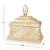 11" Gold Square Traditional Decorative Jar