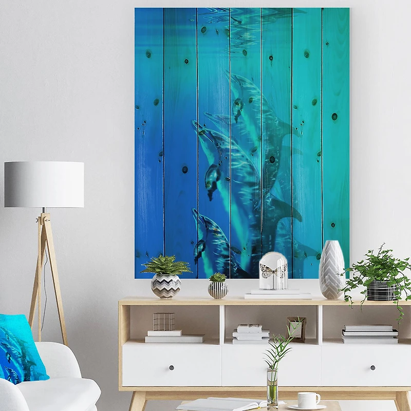 Designart - Dolphin in Blue Sea