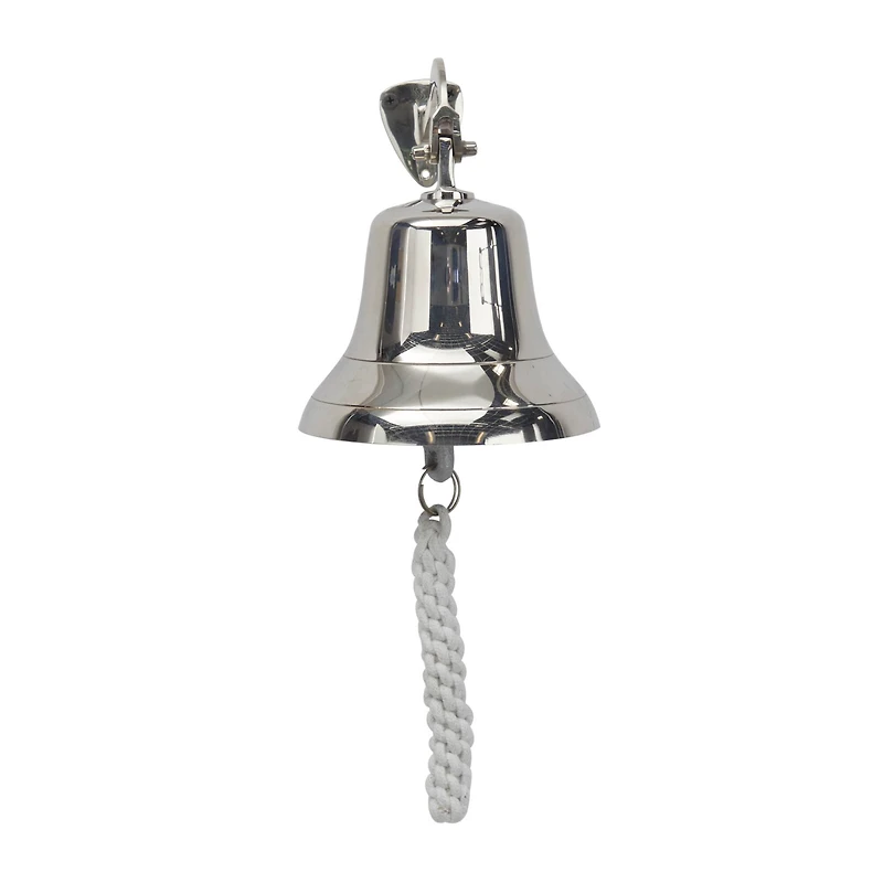 7.5" Silver Nautical Bell Wall Accent with Rope Pull