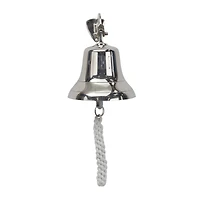 7.5" Silver Nautical Bell Wall Accent with Rope Pull