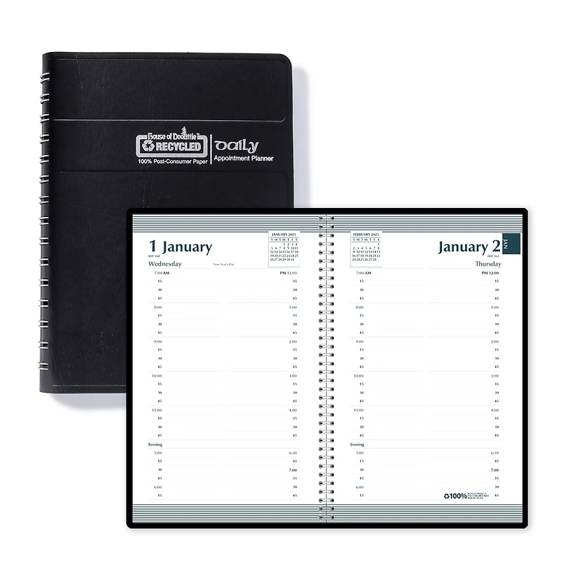House of Doolittle® Black Recycled Daily Appointment Planner