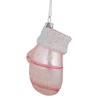 Baby's 1st Christmas Pink Mitten Glass Ornament