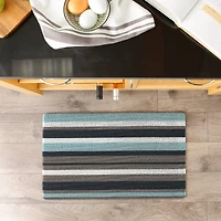 Blue And Gray Stripe Tufted Loop Textilene Mat