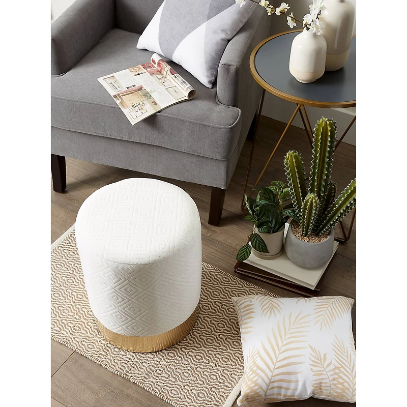 16.5" White Velvet Stool