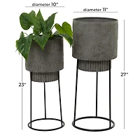 Dark Gray Metal Modern Planter Set