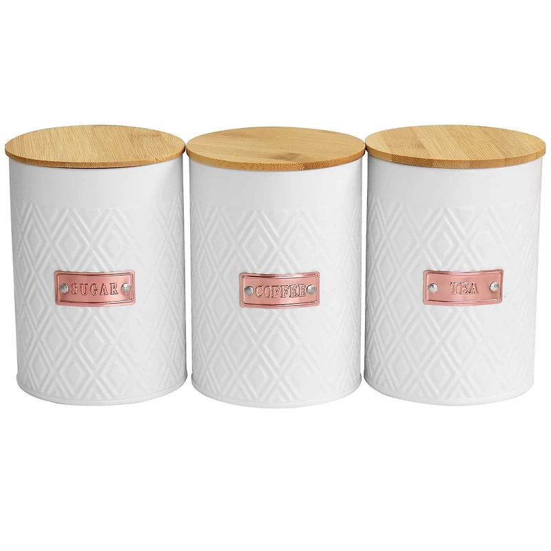 MegaChef White Iron Canister Set