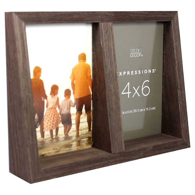 Expressions™ 2 Opening 4" x 6" Walnut Angled Collage Frame by Studio Décor®