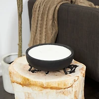 40oz. Sauvignon Blanc Scented White 4 Wick Candle in Black Wood Bowl with Metal Tripod Stand