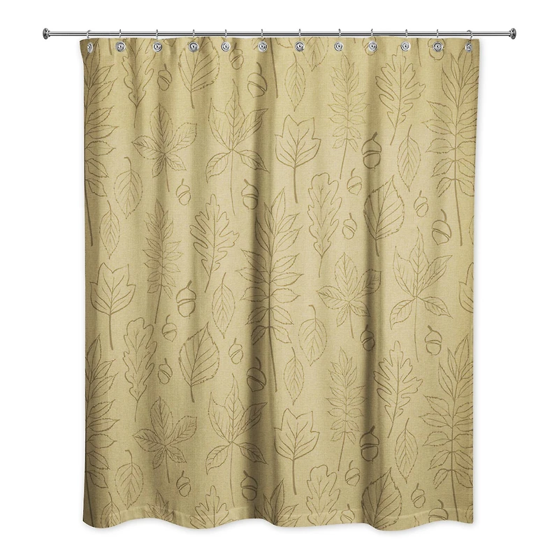 Mustard Yellow Fall Leaves Shower Curtain