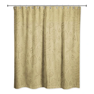 Mustard Yellow Fall Leaves Shower Curtain