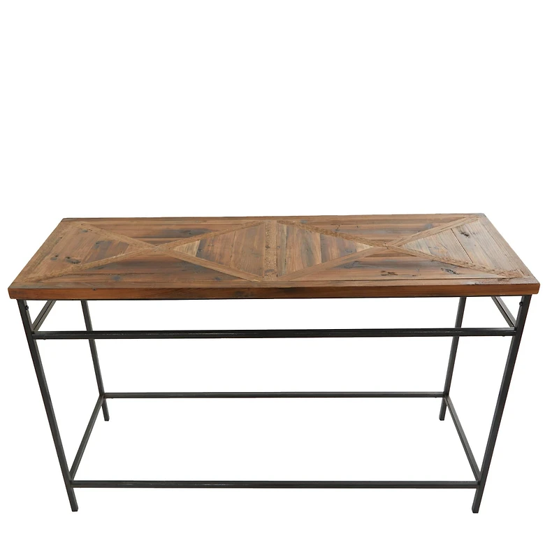 Brown Metal Rustic Console Table 30" x 48" x 16"