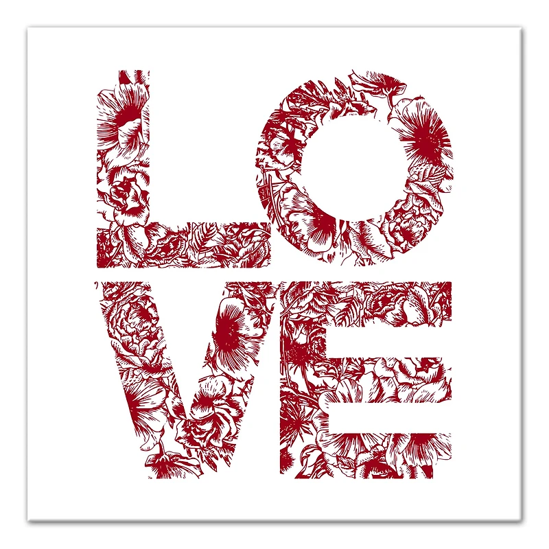 Love Floral Canvas Wall Art