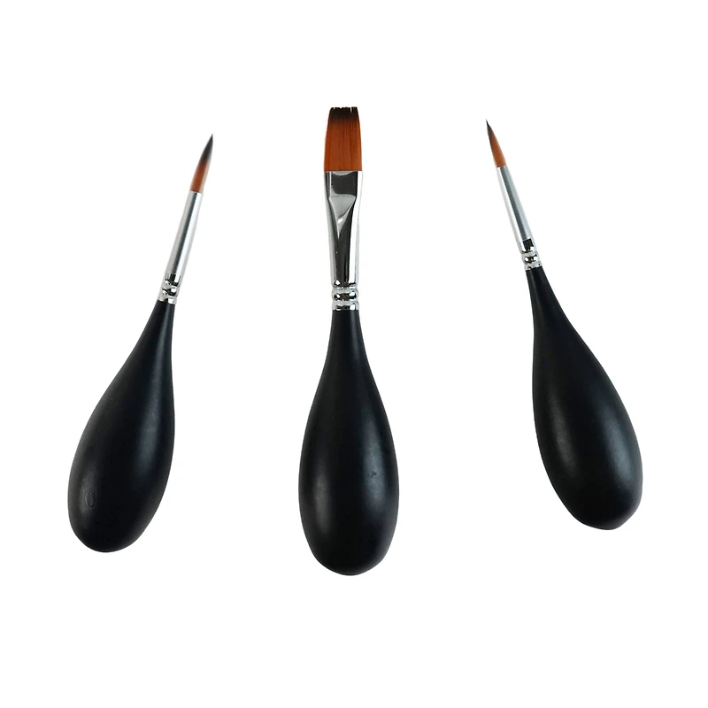 Mixed Media 3 Piece Egg-Shaped Round & Flat Paint Brush Set by Artist's Loft®