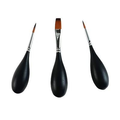 Mixed Media 3 Piece Egg-Shaped Round & Flat Paint Brush Set by Artist's Loft®