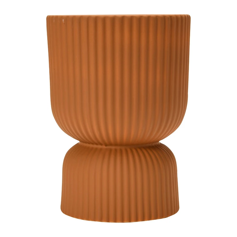 Hello Honey® 8" Latex Glaze Stoneware Pleated Footed Planter