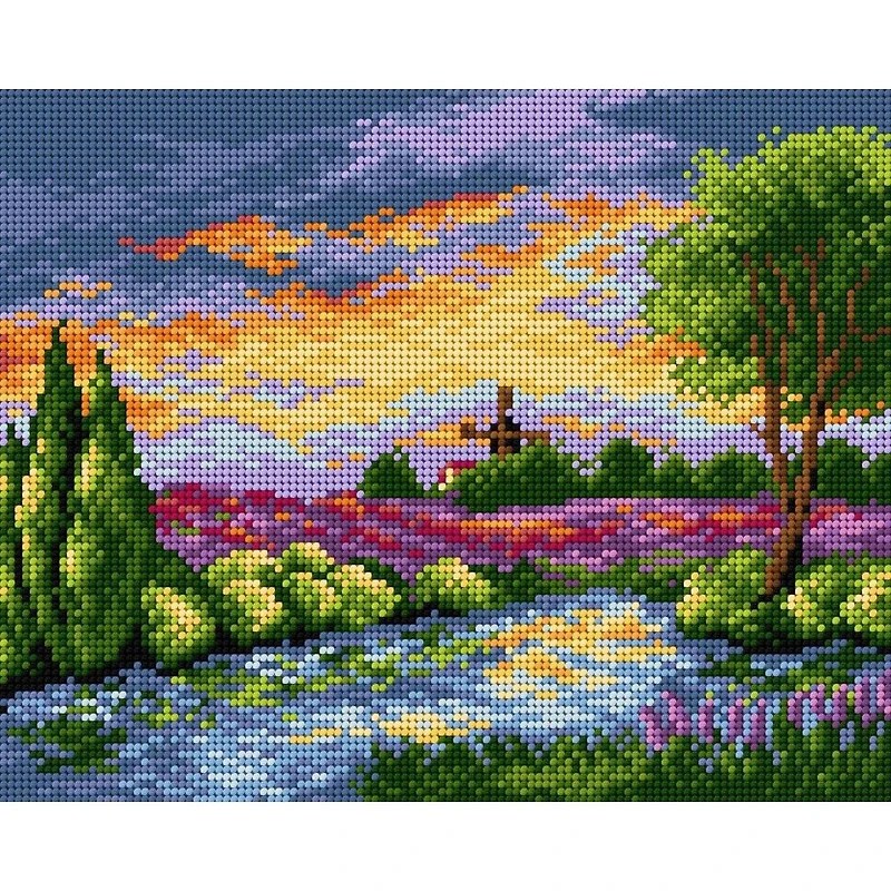Orchidea Gobelin Landscape with Windmill Halfstitch Canvas