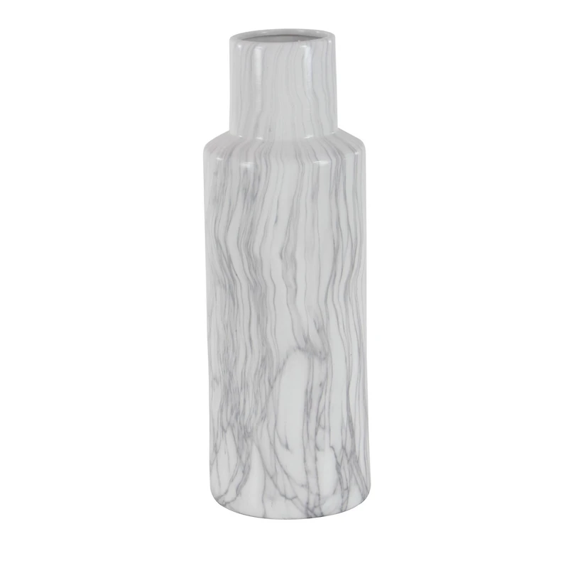 21" White Ceramic Contemporary Vase