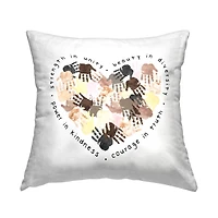 Stupell Industries Strength in Unity Powerful Handprint Heart Shape Throw Pillow, 18" x 18"